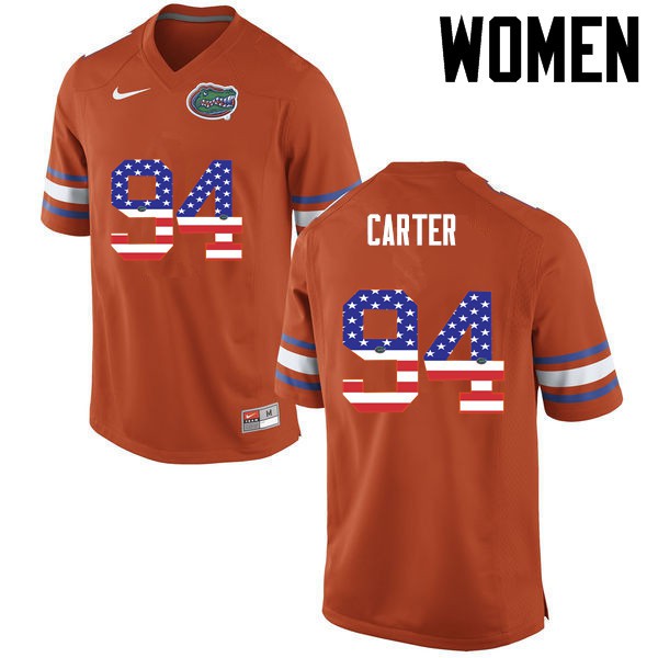 Florida Gators Women #94 Zachary Carter College Football Jersey USA Flag Fashion Orange